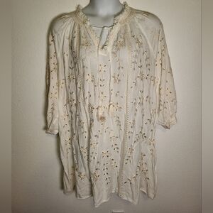 Anthropologie | Sundance Trisha Eylet Coverup Embroidered Dress size Medium